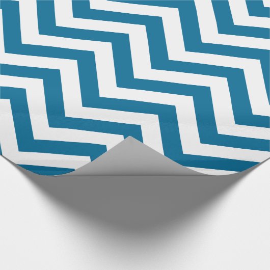 Peacock Blue White XL Zickzack ZigZag Muster Geschenkpapier (Ecke)