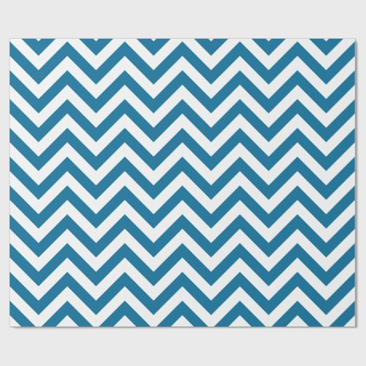 Peacock Blue White XL Zickzack ZigZag Muster Geschenkpapier (Flach)