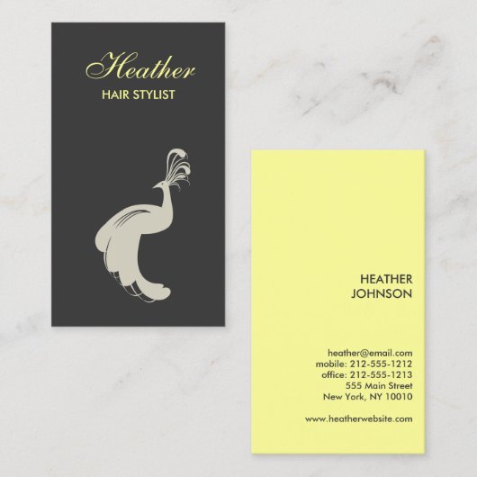 PEACOCK BLÜH TAN/GRAU VISITENKARTE (Vorne/Hinten)