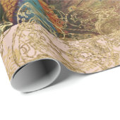 Peacock Blush Pink Peony Floral Gold Decoupage Geschenkpapier (Rolleneckpunkt)