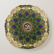 Peacock Bohemisch Mandala OM Yoga Round Cushi