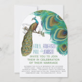 Peacock Boho Bohemische Federn mit Peacock Einladung (Vorderseite)
