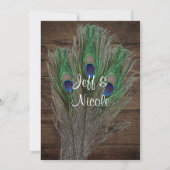 Peacock Boho Land Wood Wedding Einladung (Rückseite)