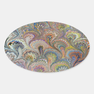 Peacock Bouquet Ovaler Aufkleber