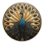 Peacock British Royal Blue Viktorianisch Art Deco Keramikknauf (Vorderseite)