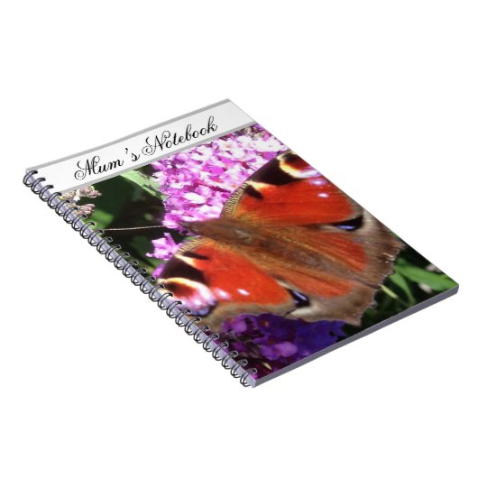 Peacock Butterfly and Buddleia Notebook Notizblock (Rechte Seite)