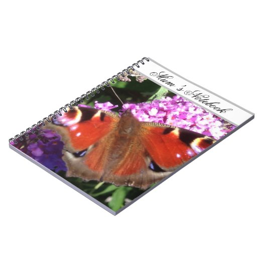 Peacock Butterfly and Buddleia Notebook Notizblock (Linke Seite)