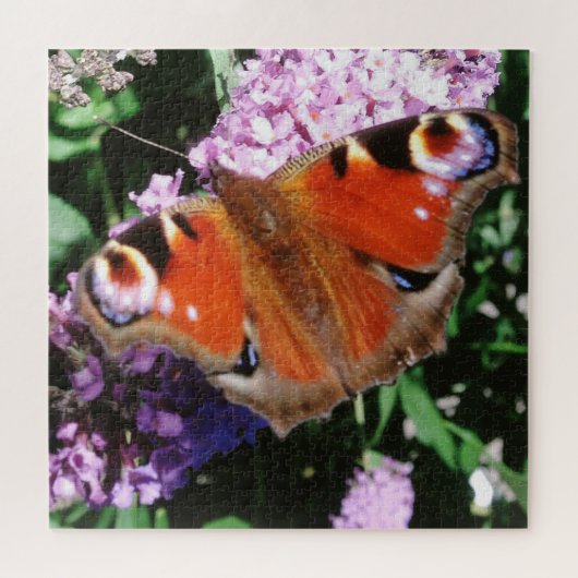 Peacock Butterfly auf Mauve Buddleia Puzzle (Horizontal)