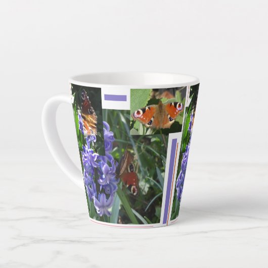 Peacock Butterfly Collage Latte Tasse (Linke Ecke)