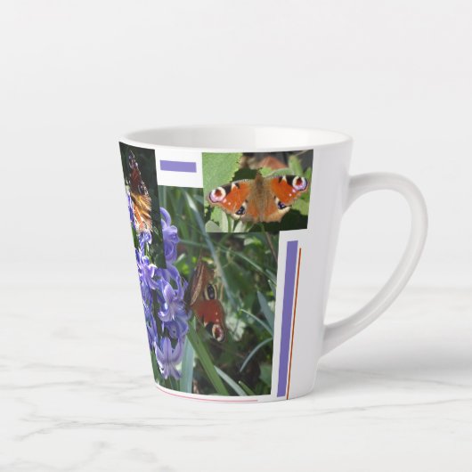 Peacock Butterfly Collage Latte Tasse (Rechts)