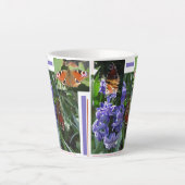 Peacock Butterfly Collage Latte Tasse (Vorderseite)