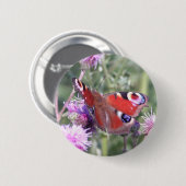 Peacock Butterfly im Sommer Sonnenschein Button (Vorne & Hinten)