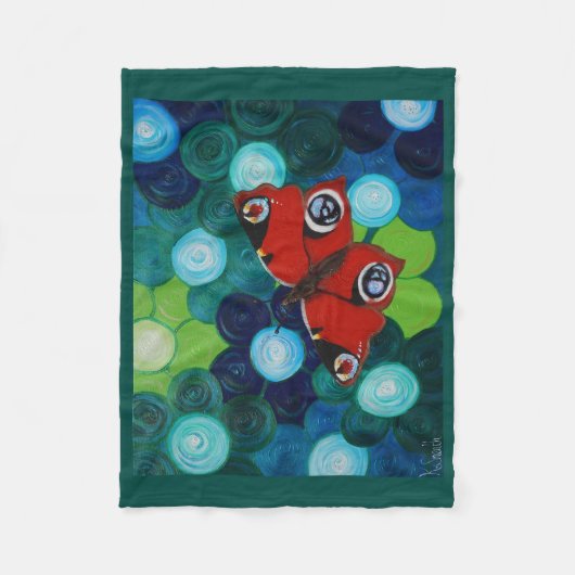 Peacock Butterfly-Malerei Fleecedecke (Vorderseite)