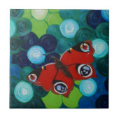 Peacock Butterfly-Malerei Fliese (Vorderseite)