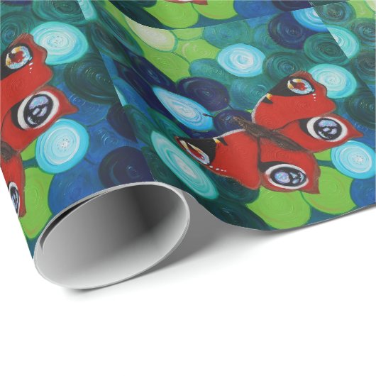 Peacock Butterfly-Malerei Geschenkpapier (Rolleneckpunkt)