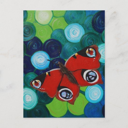 Peacock Butterfly-Malerei Postkarte (Vorderseite)