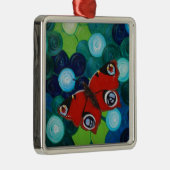 Peacock Butterfly-Malerei Silbernes Ornament (Rechts)