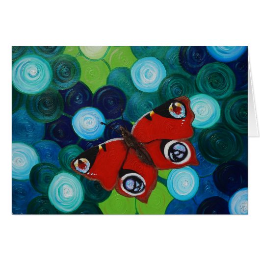 Peacock Butterfly Painting greeting card (Vorderseite (Horizontal))
