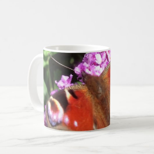 Peacock Butterfly und Buddleia Kaffeetasse (Vorderseite Links)