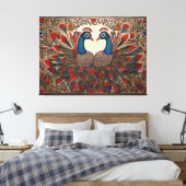 Peacock Canvas Prints: Authentische madhubanische  Leinwanddruck (Insitu (Schlafzimmer))