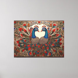 Peacock Canvas Prints: Authentische madhubanische  Leinwanddruck