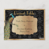 Peacock Champagne Dessert Candy Buffet Tafelschild Postkarte (Rückseite)