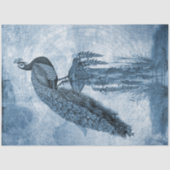 Peacock Chinoiserie Blue n White Floral Decoupage Seidenpapier (Vorderseite)