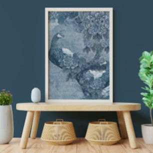 Peacock Chinoiserie Blumenblauen Entdeckungsreise Seidenpapier