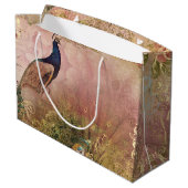 Peacock Chinoiserie Peony Brautparty Große Geschenktüte (Rückseite Schrägansicht)