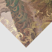 Peacock Chinoiserie Peony Floral Gold Seidenpapier (Ausschnitt)