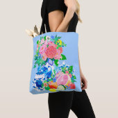 Peacock Chinoiserie Vase mit Blume Einkaufstasche Tasche (Von Nahem)