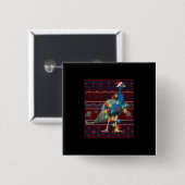 Peacock Christmas Lights Ugly Sweater Goat Lover Button (Vorne & Hinten)