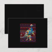 Peacock Christmas Lights Ugly Sweater Goat Lover Einladungspostkarte (Vorne/Hinten)