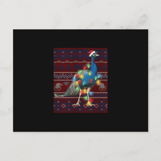 Peacock Christmas Lights Ugly Sweater Goat Lover Einladungspostkarte (Vorderseite)