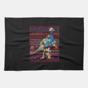 Peacock Christmas Lights Ugly Sweater Goat Lover Geschirrtuch