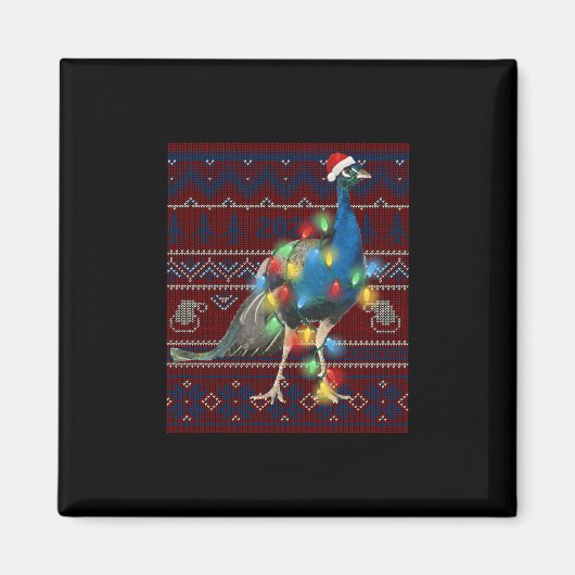 Peacock Christmas Lights Ugly Sweater Goat Lover Magnet (Vorne)