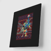 Peacock Christmas Lights Ugly Sweater Goat Lover Quadratische Wanduhr (Winkel)