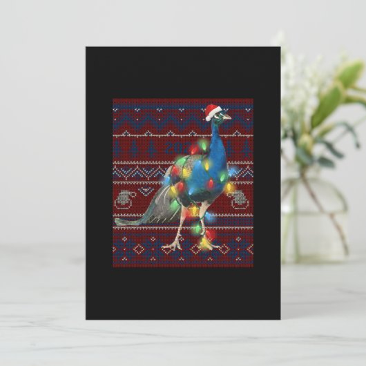Peacock Christmas Lights Ugly Sweater Goat Lover Save The Date (Stehend Vorderseite)