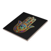 Peacock Color Flower Petals Hamsa Green Third Eye Fliese (Seite)