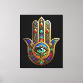 Peacock Color Flower Petals Hamsa Green Third Eye Leinwanddruck (Vorderseite)