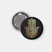 Peacock Color Flower Petals Hamsa Green Third Eye Magnet (Vorderseite/Rückseite)
