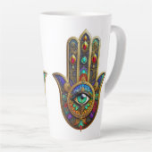 Peacock Color Flower Petals Hamsa Green Third Eye Milchtasse (Rechte Ecke)