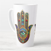 Peacock Color Flower Petals Hamsa Green Third Eye Milchtasse (Linke Ecke)