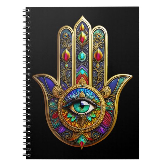 Peacock Color Flower Petals Hamsa Green Third Eye Notizblock (Vorderseite)