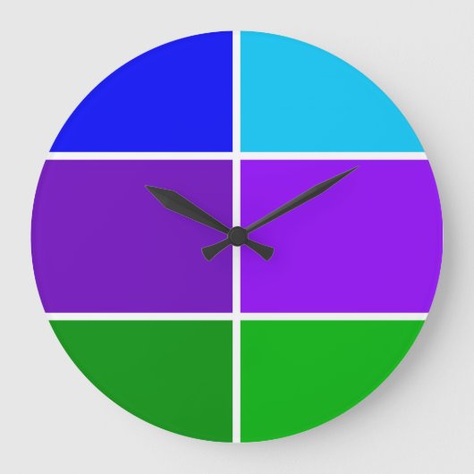 Peacock Color Geometric Blocks Große Wanduhr (Vorderseite)