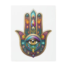 Peacock Colors Hamsa w/ Gold Third Eye