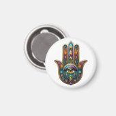 Peacock Colors Hamsa w/ Gold Third Eye Magnet (Vorderseite/Rückseite)