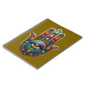 Peacock Colors Hamsa w/ Gold Third Eye Notizblock (Linke Seite)