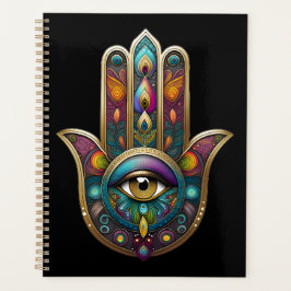 Peacock Colors Hamsa w/ Gold Third Eye Planer
