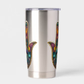 Peacock Colors Hamsa w/ Gold Third Eye Thermobecher (Links)